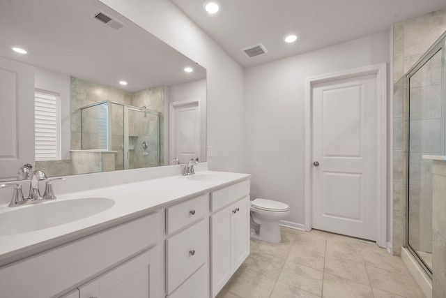 701 Squire Pope Rd, Summerville, SC 29486 - full bath featuring a stall shower, double vanity, recessed lighting, and tile patterned flooring