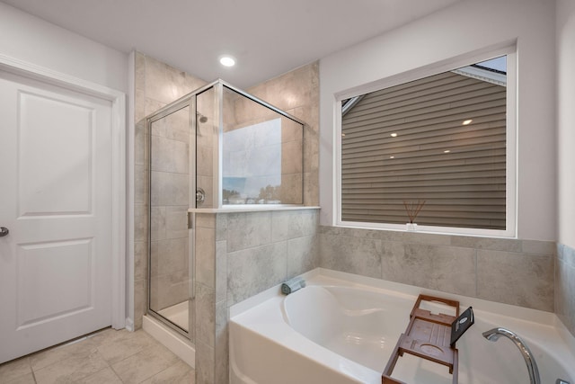 701 Squire Pope Rd, Summerville, SC 29486 - full bathroom with a bath, a shower stall, and tile patterned floors