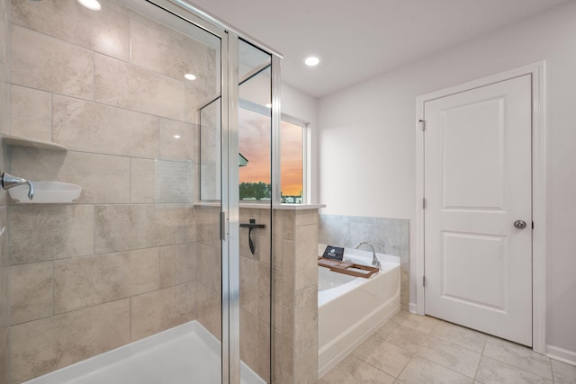 701 Squire Pope Rd, Summerville, SC 29486 - bathroom with a garden tub, tile patterned flooring, and a shower stall