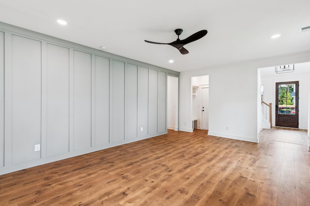 3806 Grateful Rd, North Charleston, SC 29420 - unfurnished living room featuring light wood-style floors, a ceiling fan, recessed lighting, and baseboards