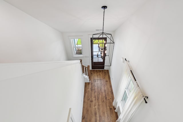 3806 Grateful Rd, North Charleston, SC 29420 - entrance foyer with wood finished floors, plenty of natural light, and a chandelier