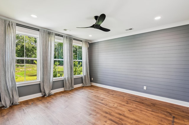 3806 Grateful Rd, North Charleston, SC 29420 - unfurnished room with baseboards, a ceiling fan, wood finished floors, and recessed lighting