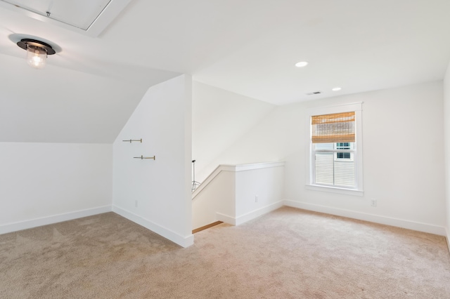 3806 Grateful Rd, North Charleston, SC 29420 - additional living space featuring carpet flooring, lofted ceiling, baseboards, attic access, and recessed lighting