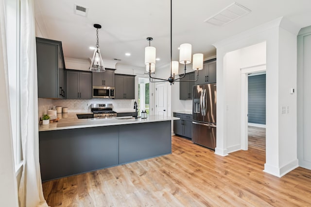 3806 Grateful Rd, North Charleston, SC 29420 - kitchen featuring appliances with stainless steel finishes, a sink, a peninsula, light countertops, and tasteful backsplash