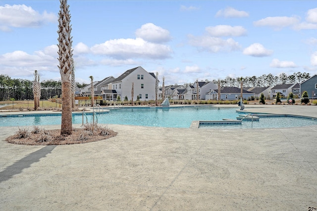 pool with a residential view