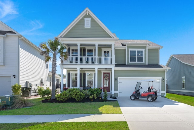 view of front facade featuring a garage and a front lawn