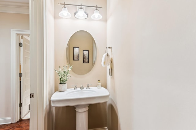 bathroom with wood finished floors