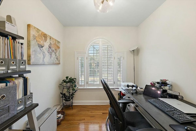 office area featuring hardwood / wood-style floors