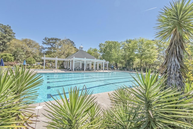 view of pool with a pergola