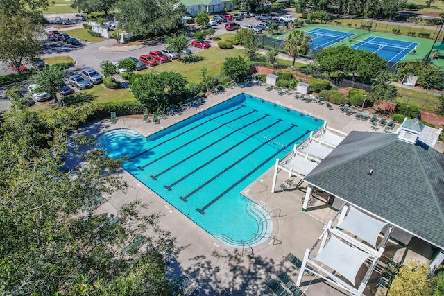 view of swimming pool featuring a pergola and a patio area