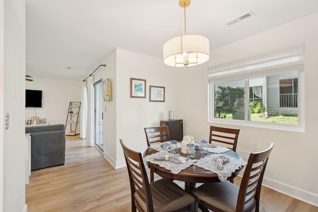 dining room with light hardwood / wood-style floors