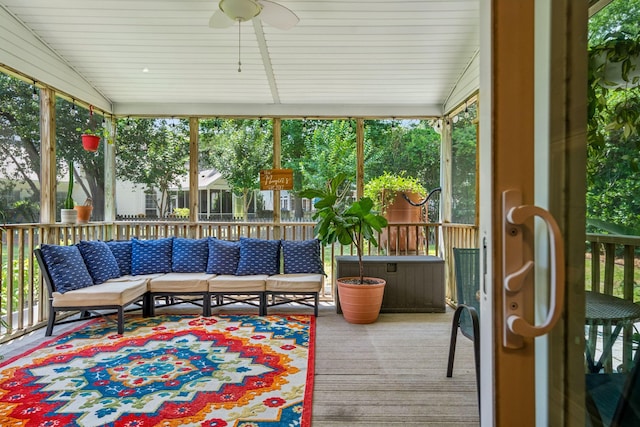 334 Mossy Oak Way, Mount Pleasant, SC 29464 - sunroom with healthy amount of natural light, a ceiling fan, and an outdoor living space