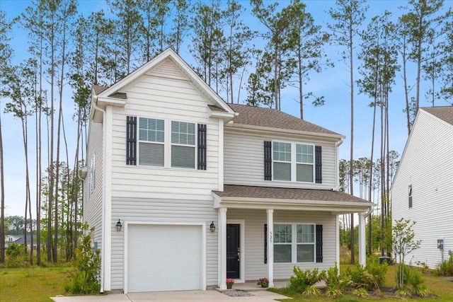 525 Purple Finch Rd, Summerville, SC 29486 - view of front facade with a porch, an attached garage, and concrete driveway