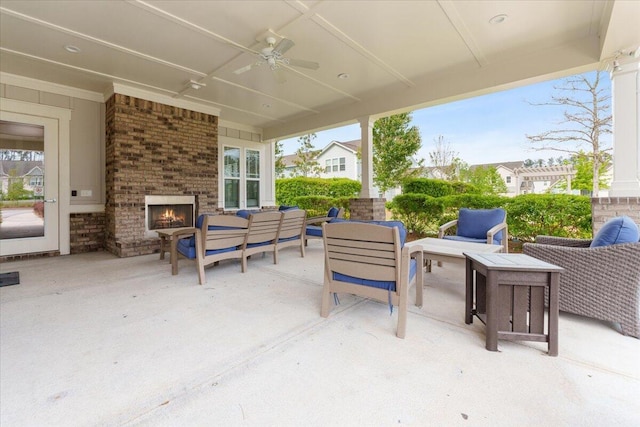 525 Purple Finch Rd, Summerville, SC 29486 - view of patio featuring an outdoor living space with a fireplace and a ceiling fan