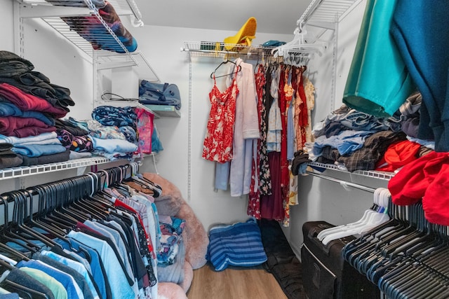 spacious closet with wood finished floors