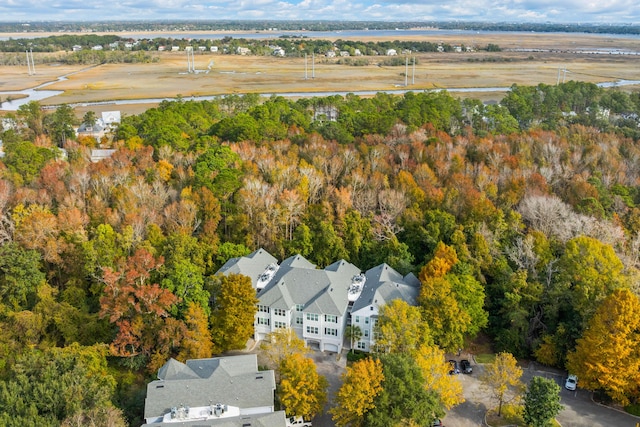 drone / aerial view with a view of trees