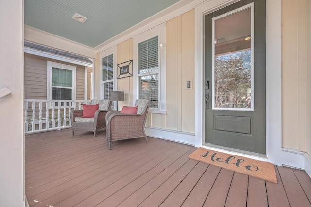 deck featuring covered porch