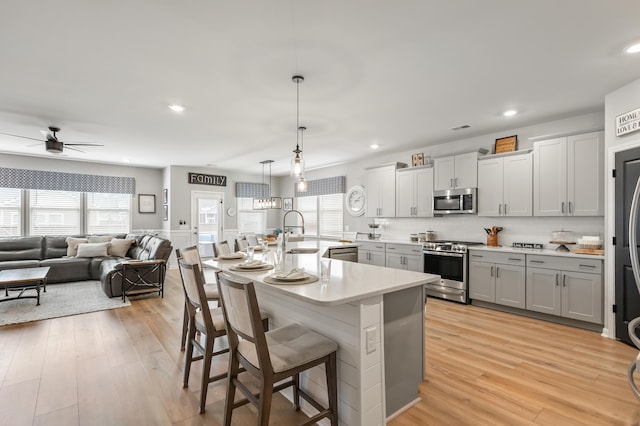 627 Macintyre Cir, Summerville, SC 29486 - kitchen with appliances with stainless steel finishes, ceiling fan, light countertops, healthy amount of natural light, and recessed lighting