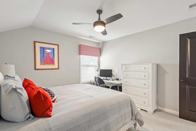627 Macintyre Cir, Summerville, SC 29486 - bedroom featuring light colored carpet, ceiling fan, lofted ceiling, and baseboards