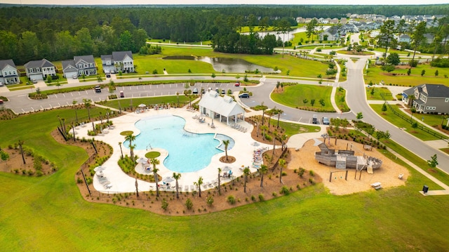 627 Macintyre Cir, Summerville, SC 29486 - aerial view of residential area with a nearby body of water and a pool area