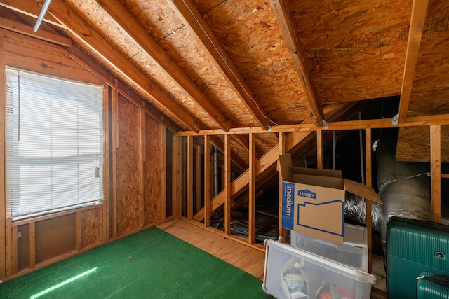 view of unfinished attic