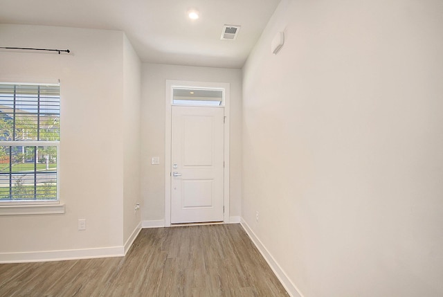 entryway with light wood-type flooring