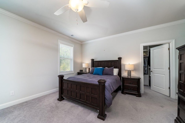 1630 Mermentau St, Mount Pleasant, SC 29466 - bedroom featuring ornamental molding, light carpet, and a ceiling fan