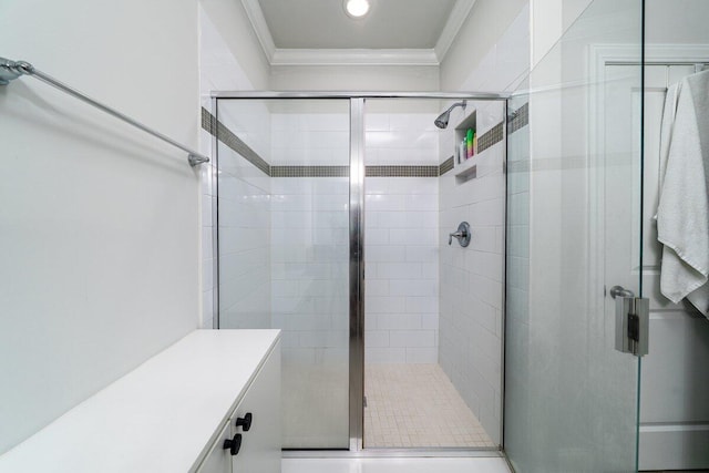 1630 Mermentau St, Mount Pleasant, SC 29466 - bathroom featuring crown molding and a shower stall