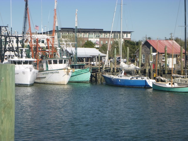 view of dock featuring a water view