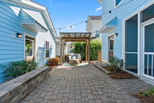 view of patio / terrace featuring a pergola