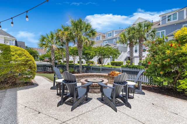 1530 Willtown St, Daniel Island, SC 29492 - view of patio / terrace featuring a fire pit and a residential view