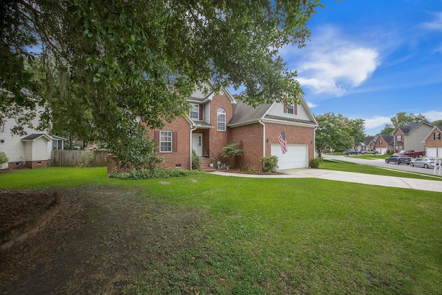 116 Holbrook Ln, Goose Creek, SC 29445 - traditional home featuring brick siding, an attached garage, concrete driveway, crawl space, and a residential view