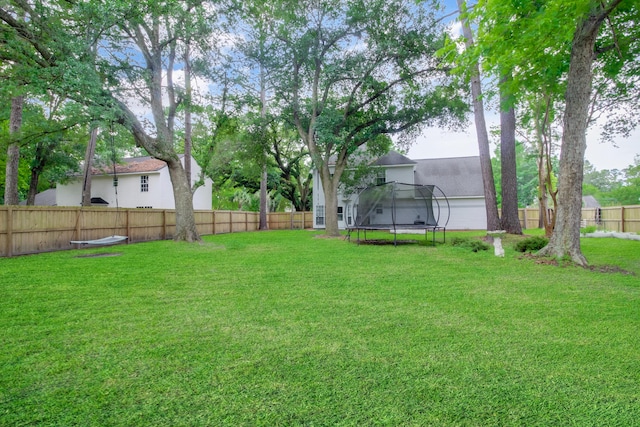 view of yard with a trampoline