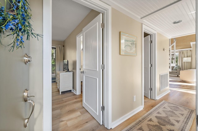 hall featuring light hardwood / wood-style flooring