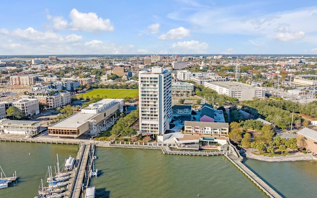 330 Concord St Unit 18F, Charleston, SC 29401 - aerial view with a water view and a view of city