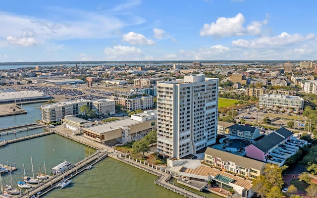 330 Concord St Unit 18F, Charleston, SC 29401 - bird's eye view with a water view and a view of city