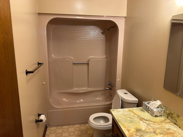 full bathroom featuring toilet, shower / tub combination, and vanity