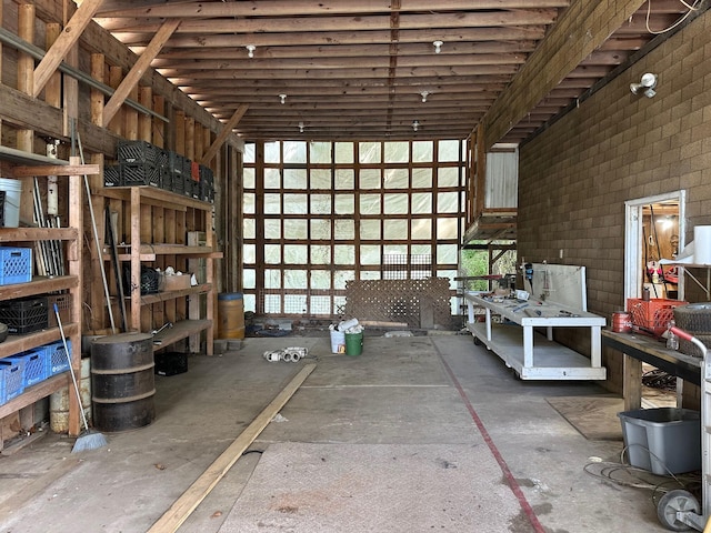 misc room with a workshop area