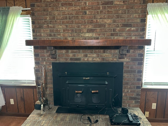 details featuring a fireplace