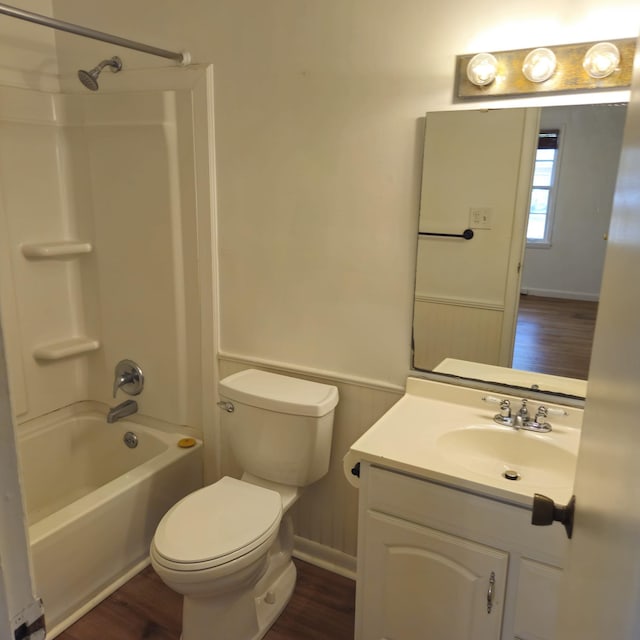 1601 Westmoreland Ave, Charleston, SC 29412 - bathroom featuring wood finished floors, vanity, toilet, and bathtub / shower combination
