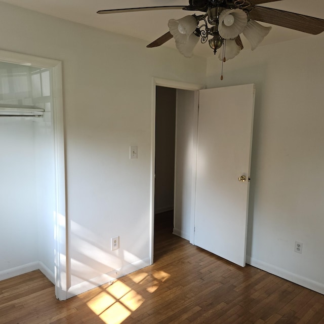 1601 Westmoreland Ave, Charleston, SC 29412 - unfurnished bedroom featuring wood finished floors, baseboards, and a ceiling fan