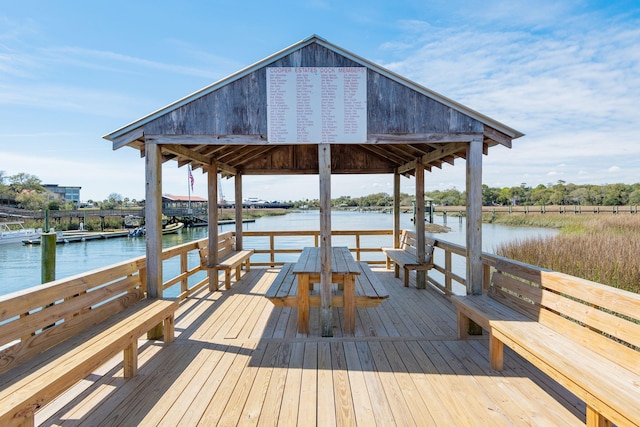 view of dock featuring a water view