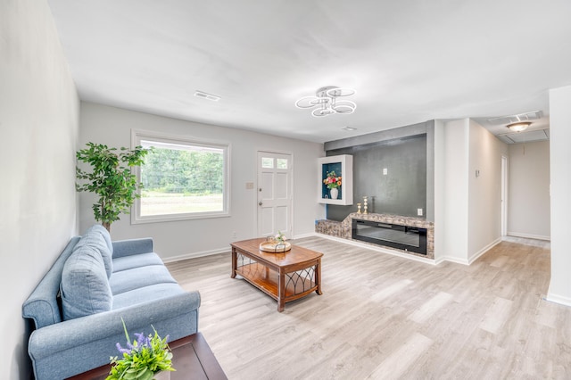 living room featuring light hardwood / wood-style floors