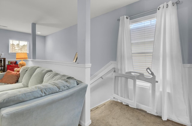 interior space with light colored carpet