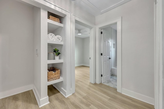 hall featuring light wood-type flooring