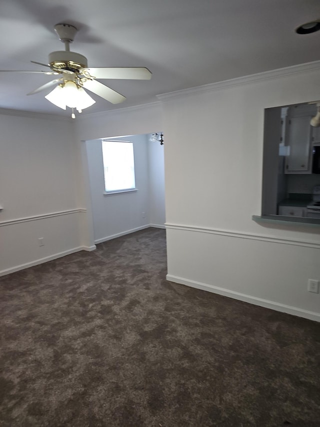 3930 Azalea Dr Unit W, North Charleston, SC 29405 - unfurnished room featuring crown molding, dark colored carpet, and ceiling fan