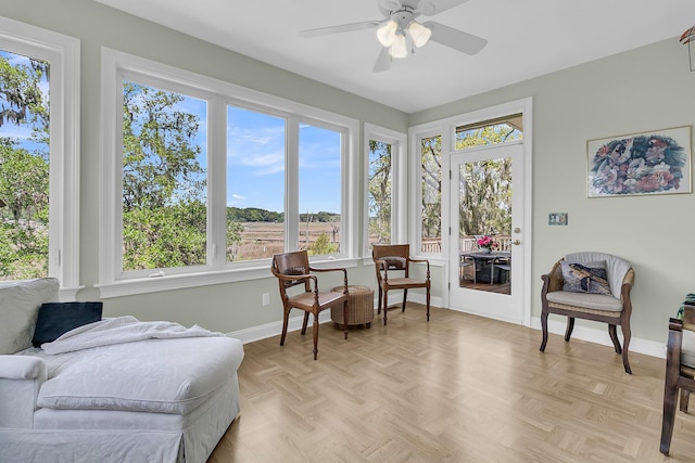 4702 Blockhouse Ln, Hollywood, SC 29449 - living area with healthy amount of natural light, a ceiling fan, and baseboards