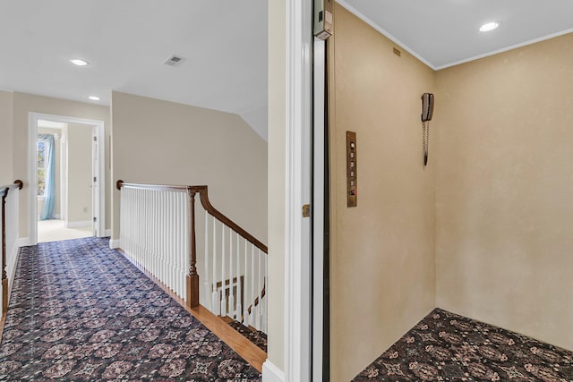 4702 Blockhouse Ln, Hollywood, SC 29449 - hall featuring an upstairs landing, elevator, recessed lighting, and wood finished floors