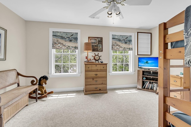4702 Blockhouse Ln, Hollywood, SC 29449 - living area with carpet flooring, baseboards, and ceiling fan