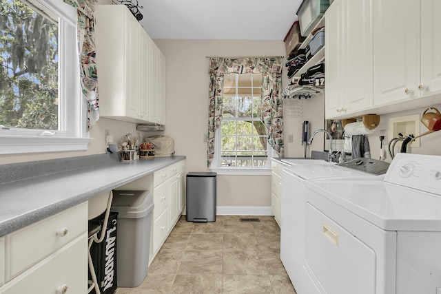 4702 Blockhouse Ln, Hollywood, SC 29449 - washroom with cabinet space, baseboards, and washer and clothes dryer